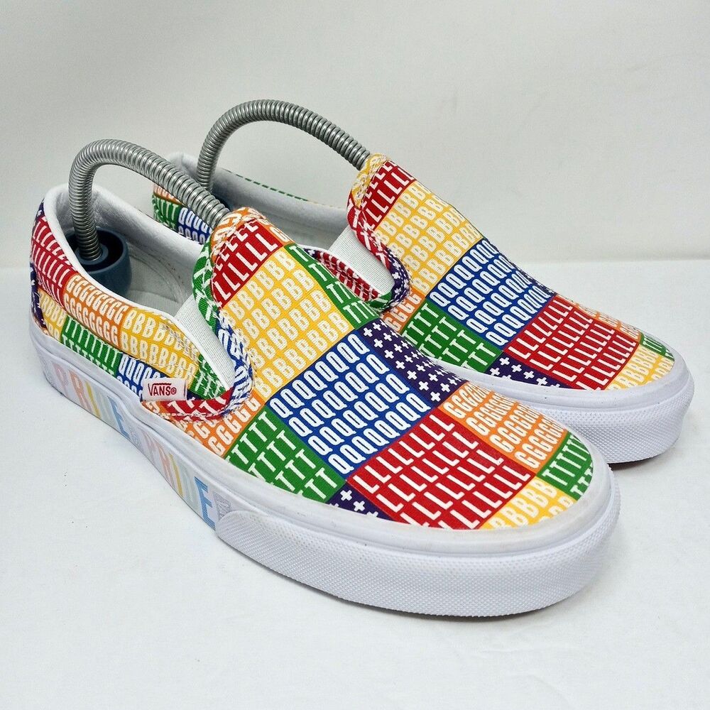Vans Slip On Sneakers Women's 7 / Men's 5.5 LGBTQ+ Pride Rainbow Checkerboard - Picture 2 of 8